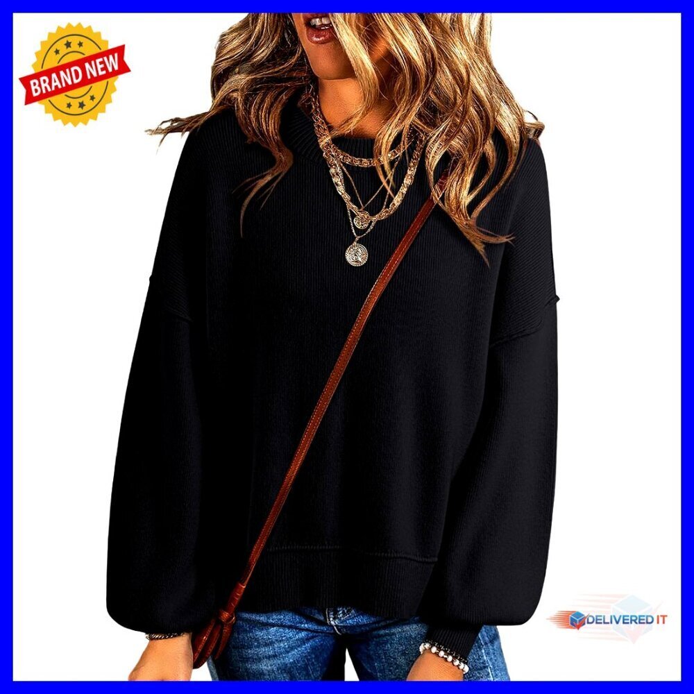 Cotton Knit Pullover Colorblock Crewneck Long Sleeve Casual Chic Fall Winter